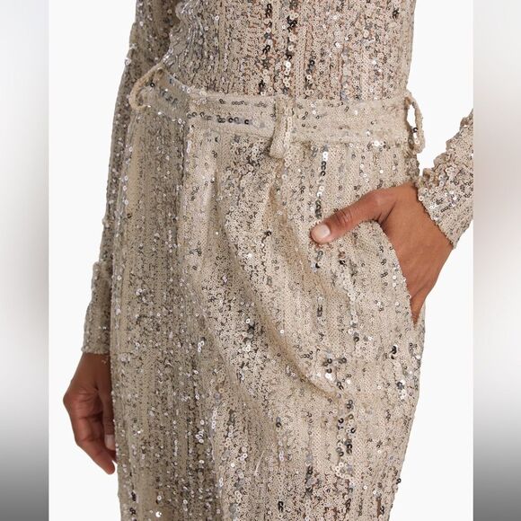 Aknvas Tate Sequined Wide-Leg Trousers Size 6 - Picture 4 of 11